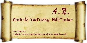 Andrásofszky Nándor névjegykártya